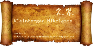 Kleinberger Nikoletta névjegykártya